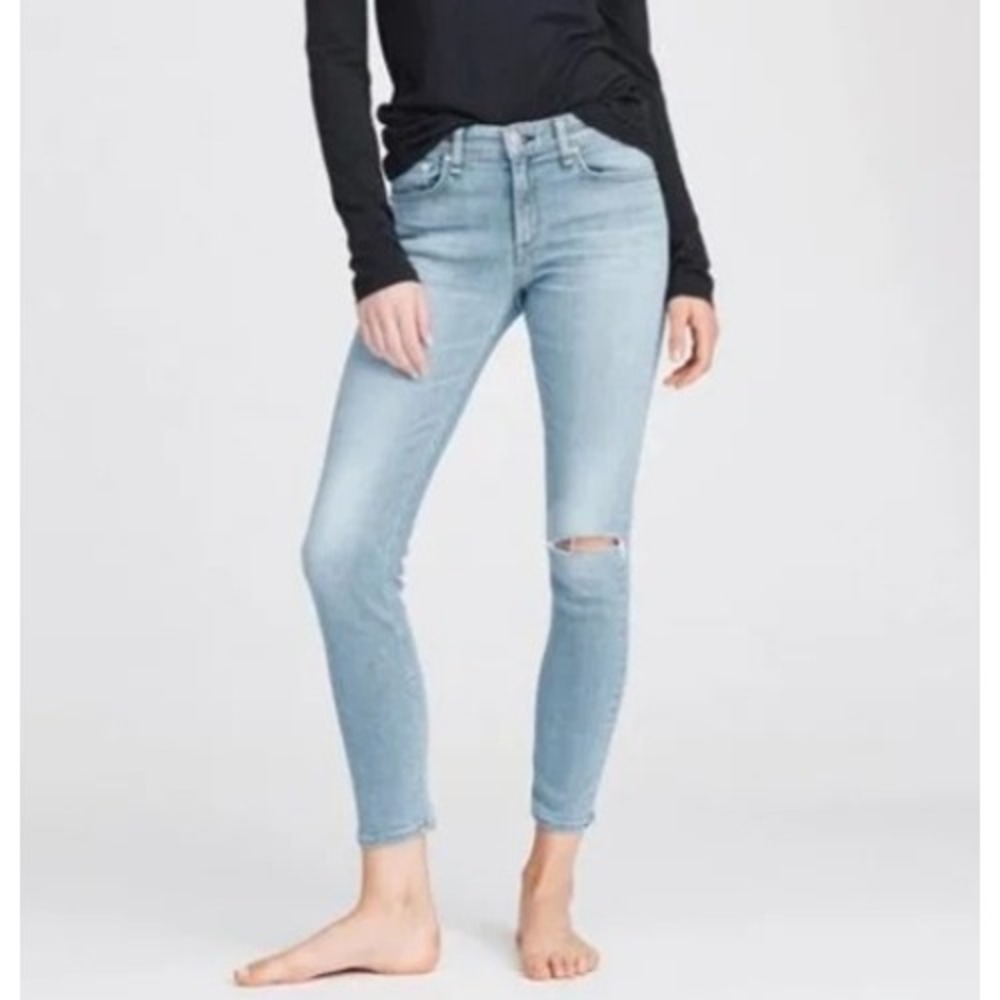 Rag & Bone Nina Light Wash High Rise Ankle Skinny Jeans Raw Hem Size‎ 25